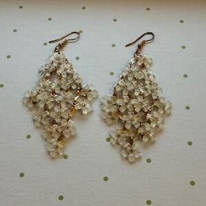 Chic Gold and Clear Floral Drop Earrings